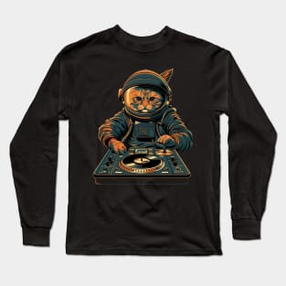 Cat DJ Tracks Long Sleeve T-Shirt